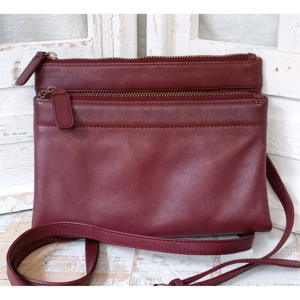 Hobo International Vintage Y2K Burgundy Merlot Soft Leather Wallet Crossbody Bag